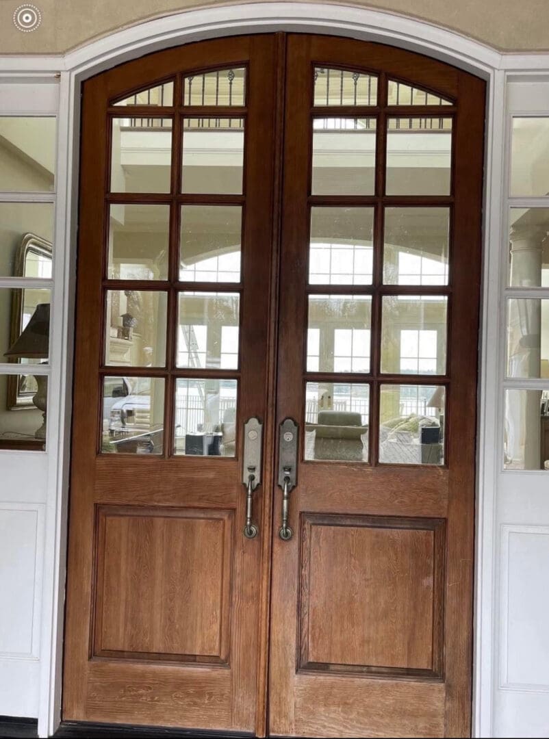 Front doors before refinishing