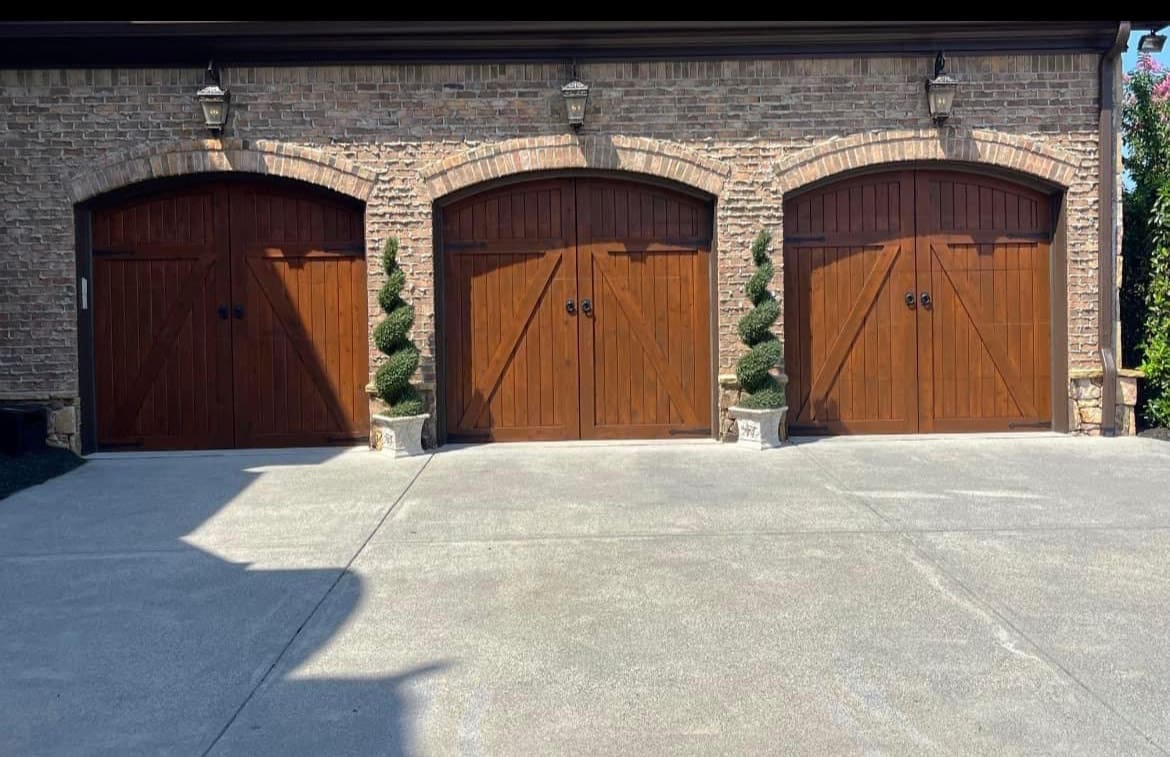 Garage doors after refinishing
