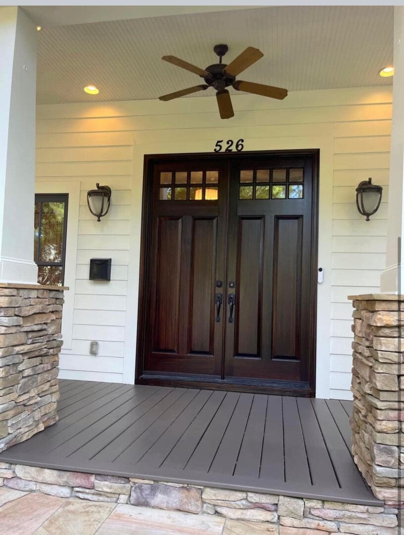 Front doors after refinishing