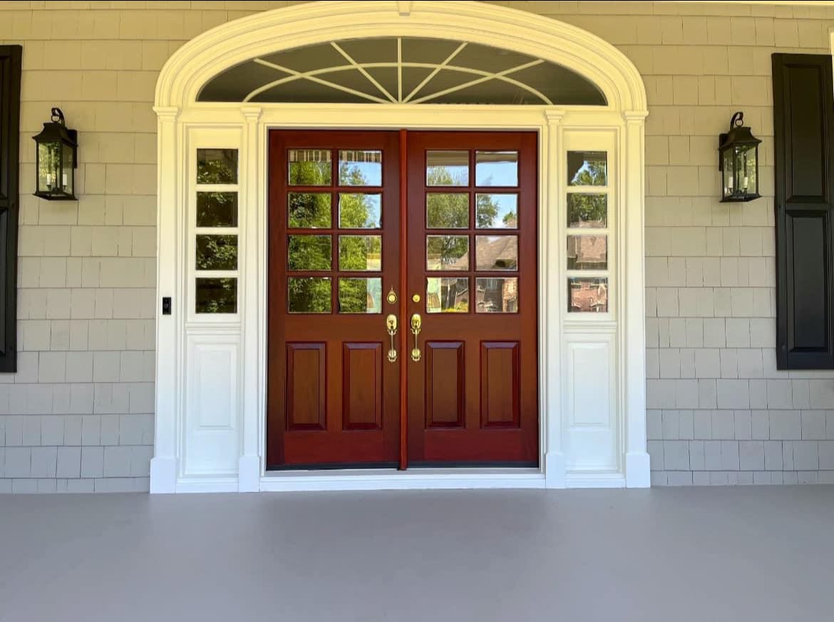 Front doors after refinishing