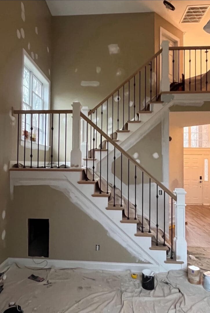 Stairwell before painting